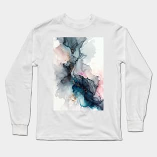 Pink and Blue Cosmos - Abstract Alcohol Ink Art Long Sleeve T-Shirt